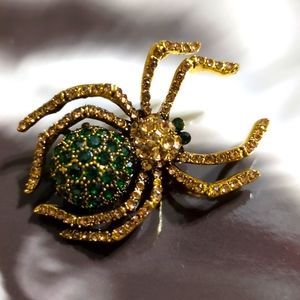 Crystal Jeweled Spider Brooch